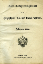  - Landes-Regierungsblatt für das Herzogthum Ober- und Nieder-Schlesien. Jahrgang 1854.