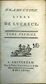 Lucréce (Lucretius) - Traduction libre de Lucrece. Tome premiere + seconde.