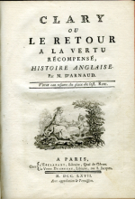 D´Arnaud, François-Thomas-Marie de Baculard  - CLARY OU LE RETOUR A LA VERTU RÉCOMPENSÉ, HISTOIRE ANGLAISE ...