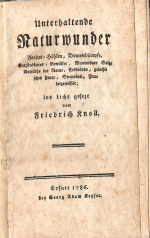 Knoll, Friedrich - Unterhaltende Naturwunder Aeolus=Höhlen, Donnerdämpfe, Entzündbares, Gewässer, Wunderbare Salz, Vorräthe der Natur, Erdbrände, griechisches Feuer, Stromboli, Prudelgewässet; ins Licht gesetz von ....