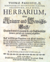 Pancovius, Thomas - Herbarium, Oder Kräuter- und Gewächs-Buch, Darinn so wol Einheimische als Aussländische Kräuter, zierlich und eigentlich abgebildet zufinden......verbessert, Durch Bartholomaeum Zornn.