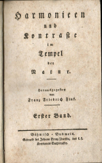 Fink, Franz Friedrich - Harmonieen und Kontraste im Tempel der Natur. Erster bis Vierter Band (chybí 2. díl)