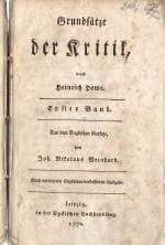 Home, Heinrich (Henry) - Grundsätze der Kritik. 1.+ 2. Band (komplet)