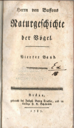 Buffon, (Georges-Louis Lecrec de) Herrn von - Naturgeschichte der Vögel. IV. Theil.