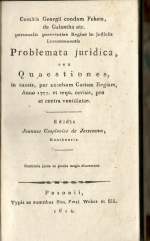 Fekete, György hrabě - Comitis Georgii condam Fekete, de Galantha etc. personalis praesentinae Regiae in judiciis Locumtenentis Problemata juridica, seu Quaestiones, in causis, per excelsam Curiam Regiam, Anno 1777. et sequ. revivis, pro et contra ventillatae. Edidit Joannes Csaplovics de Jeszenova, Honthensis.