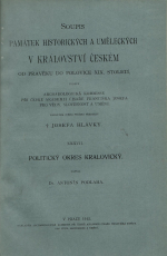 Podlaha, Antonín - Soupis památek historických a uměleckých v politickém okresu kralovickém.  Díl XXXVII