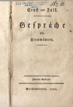 [Lessing, Gotthold Epfraim] - Ernst und Falk. Gespräche für Freymäurer.