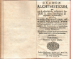  Pantaleone [= Gassmann, Franz] - EXAMEN ALCHYMISTICUM, quo ceu Lydio lapide, Afdeptus a Sophista & verus Philosophus ab Impostore diagnoscuntur, institutum in gratiam Magnatum & eorum, qui, ex defectu multae lectionis & Vulcanicae experientiae, punctum Chymicum plenarie non intelligunt; ne tam turpiter a perditissimis istis fumivendulis ac impostoribus Thrasonicis, in opprobrium artis mere divinae, decipiantur. Necessarium ac summe proficuum opusculum, quale, a mundo condito, typis non fuit exaratum.n