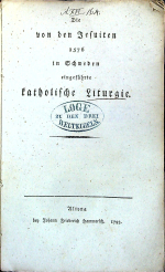  - Die von den Jesuiten 1576 in Schweden eingeführte katholische Liturgie.