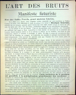 Russolo, Luigi - L´ART des BRUITS. Manifeste futuriste.