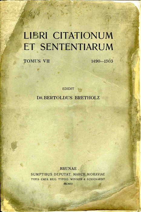 Libri citationum et sententiarum. Tomus VII 1490-1503.
