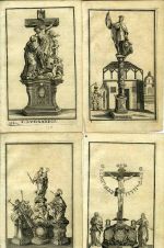 28 anonymních mědirytin, původně ilustrující titul J. W. Welleba: Die berühmte Prager Brücke und ihre Statuen in 37 Kupfern dargestellt, mit Beschreibungen und Legenden ... Aufgelegt von Joseph Rudl. - 