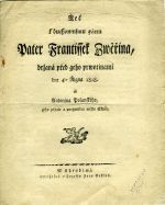 Řeč k duchownjmu pánu Pater Frantissek Zwěřina, držaná před geho prowotinami dne 4ho Řjgna 1818. od ... geho přjtele a purgmistra města Skuče. - Polanský, Antonín