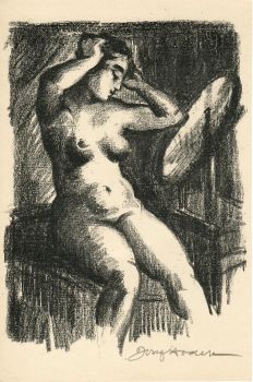 Nahá žena před zrcadlem