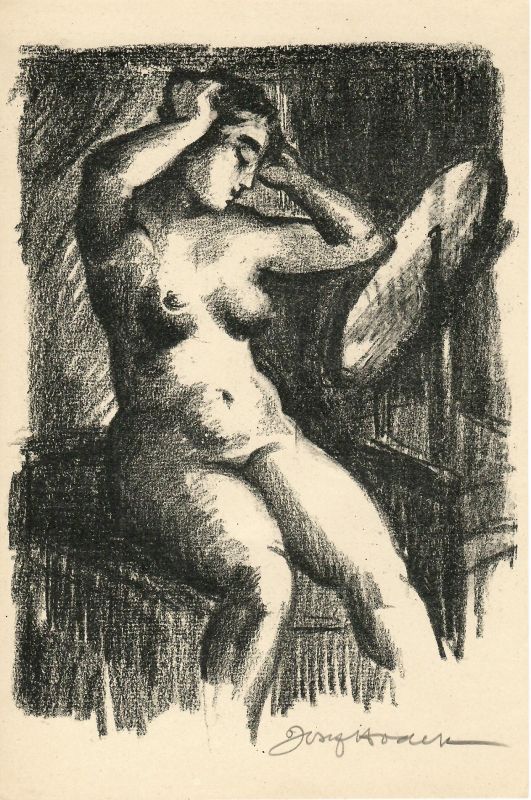 Nahá žena před zrcadlem