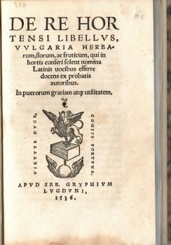De re hortensi libellus, vulgaria herbarum, florum, ac fruticum, qui in hortis conseri solent nomina Latinis uocibus efferre docens ex probatis autoribus. In puerorum gratiam aque utilitatem. 