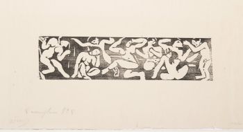 Frise, huit nus dansant et accroupis [Vlys, osm aktů tančících v podřepu]