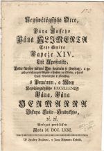 Neyswětěgssýho Otce, A Pána Nasseho Pána Klimenta Toho Gména Papeže XIV. List Aposstolský, Po - Klement XIV.