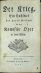 Der Krieg. Ein Lustspiel des Herrn Goldoni als eine Komische Oper in drey Akten. - Goldoni, Carlo