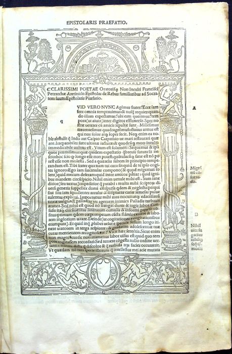 Librorum Francisci Petrarche Impressorum Annotatio.