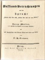 Passions=Betrachtungen nach dem Spruche "Weinet nicht über mich, sondern über euch und eure Kinder;" von .... mit XIV Kupferstichen nach Albrecht Dürrer und Lukas von Leiden von V. R. Grüner. - Müller, Anton