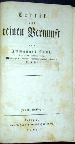 Critik der reinen Vernunft. - Kant, Immanuel