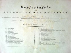 Kupfertafeln zu dem Handbuche der Mechanik von Franz Joseph Ritter von Gerstner,... aufgesetz, mit Beiträgen von neuern englischen Konstruktionen vermehrt und herausgegeben von Franz Anton Ritter von Gerstner. Band I-III.