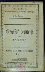 Regstřjk bernjčný pro držitele Počinage od roku wogenského 18 Krag Chrudimský. Králowský wěnný město Wysoký Megto. - 