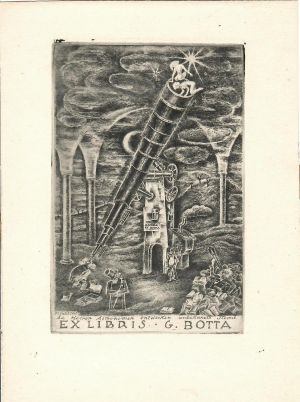 Ex libris G. Botta (Die Herzen Astronomen entdecken unbekannte Sterne) - Fingesten, Michel
