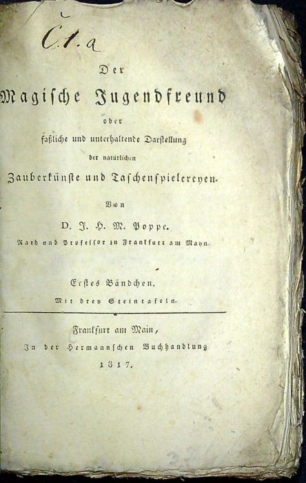 Der Magische Jugendfreund oder fastliche und unterhaltende Darstellung der natürlichen Zauberkünste und Taschenspielereyen. I.-III. Band (cmplt.)