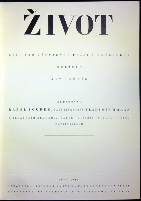 Život. List pro výtvarnou práci a uměleckou kulturu. XIV. ročník.