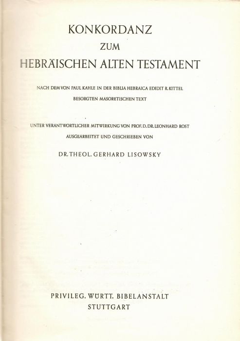 Konkordanz zum habräischen Alten Testament.