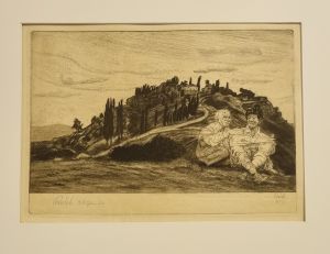 Zwei in toskanischer Landschaft sitzende Männer - Pankok, Bernhard