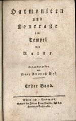 Harmonieen und Kontraste im Tempel der Natur. Erster bis Vierter Band (chybí 2. díl) - Fink, Franz Friedrich