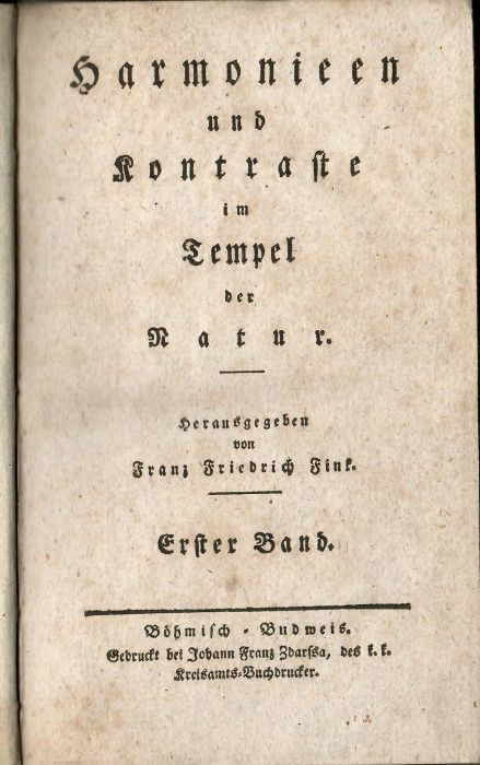 Harmonieen und Kontraste im Tempel der Natur. Erster bis Vierter Band (chybí 2. díl)