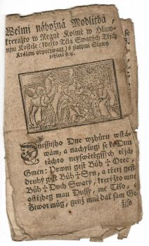 Welmi nábožná Modlitba, kterážto w Regně Kolině w Hlawnjm Kostele (kdežto Těla Swatých Třjch Králůw odpočjwagj) s zlatými Slowy popaná stogj.