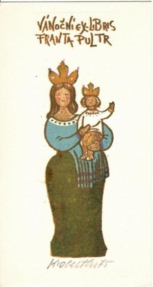 Vánoční ex libris Franta Pultr - Oberthor, Karel