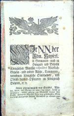 WIr N.N. der Röm. Kayserl. in Germanien= auch zu Hungarn und Böheim Königlichen Majestät respective Würklich Geheim = und andere Räthe, Cammerere, vorordnete Königliche Statthaltere, und Obriste Landes = Offieirere im Königreich Böheim, etc. Geben jedermänniglich was Standes, Würden, Amts, oder Weesens die immer seyn mögen, hiemit zu vernehmen: welcher gestalten jetzt Allerhöchst ernannt Ihro Kayser = Königliche Majestät Dero treu = gehorsamsten Ständen diese Königreichs Böheim Allermildest zu erkennen gegeben, ...... - Mussik, Johann Joseph