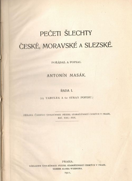 Pečeti šlechty české, moravské a slezské. Řada I.