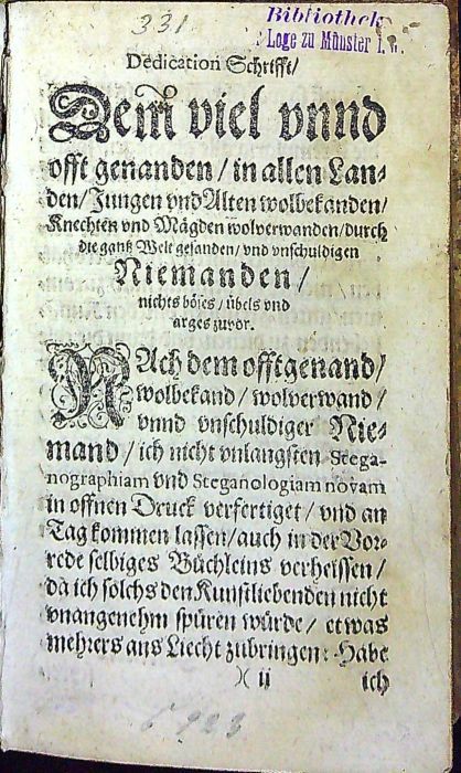 Steganologia & Steganographia aucta, Geheime/ Magische/ Natürliche Red vuund Schreibkunst; auff vielfältigs begeren guter Freunde/ auffs neue revidirt, an etlichen orten corrigirt, was verborgen geschrieben detegirt, mit schönen vnd wunderlichen Künster/ der Steganologiae vnnd Steganographiae zugethan/ augirt, vnd dann zum andermal in Truck verfertiget.