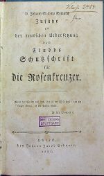 Zusätze zu der teutschen Uebersetzung von Fludds Schutzschrift für die Rosenkreuzer. - Semler, Johann Salomo Dr.