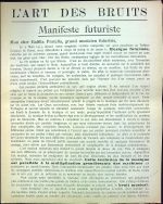 L´ART des BRUITS. Manifeste futuriste. - Russolo, Luigi