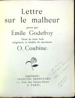 Lettre sur le malheur. - Godefroy, Émile