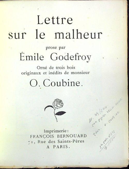 Lettre sur le malheur.