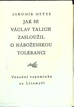 Jak se Václav Talich zasloužil o náboženskou toleranci. Vánoční vzpomínka na Litomyšl.