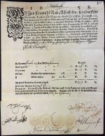 Kvitance. - My Jan Frantissek Rass z Asfenffeldu/ Králowského Hlawnjho Kostela S. Wjta na Hradě Pražském Probosst/ etc. Aless Ferdynand Wratislaw z Mitrowic/ ....Giřj Sstiastný Jaroslaw Wjtha/z Zerzawého/ a na Popwicých,....: Mikuláss Frantissek Turek z Ssturmfeldu a Roznthálu ...  - 