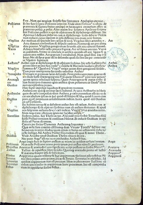 Vocabularius. Add: Johannes Sulpitius Verulanus: De quantitate.