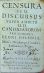 CENSURA SEU DISCURSUS SUPER BAMBITU D. D. CANDIDATORUM PRO CORONA REGNI POLONIAE. Mosci, Neoburgi, Condaei, Lotharingi, Poloni. Excusa Varsaviae. Recusa Vienna Avstriae. - Olszowski, Andrzej