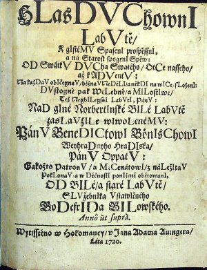 Cantator CygnVs , fVnerIs (a) Ipse sVI, MortIs beatae traDItor. hLas DVChownI LabVtě/ K gIstéMV SpasenI prospěssnI, a na Starost spogenI Spěw: oD SwátkV DUCha Swatého/ OtCe nasseho/ až k ADVentV: .......